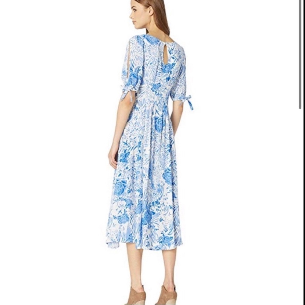 Free People Forever Always Floral Blue/White Midi Dress Size 0 - Picture 5 of 12